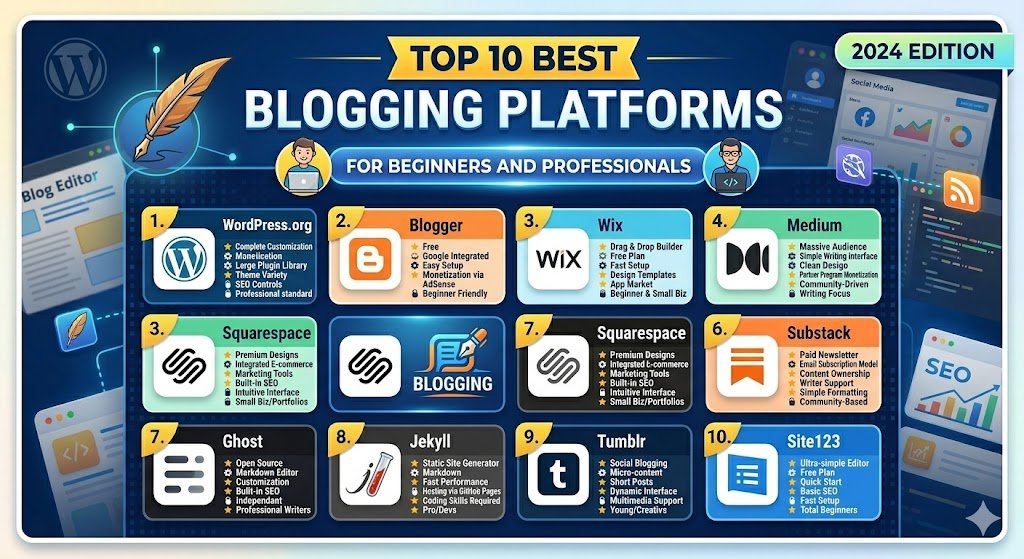Best 10 Blogging Platforms for Beginners and Professionals